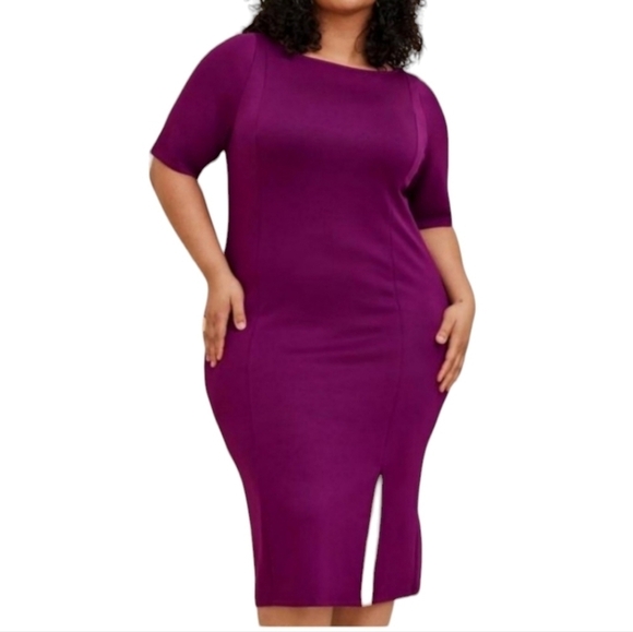 torrid Dresses & Skirts - Torrid Sheath Dress, Short Sleeve Bodycon Midi Dress Boatneck Size 2x Purple
